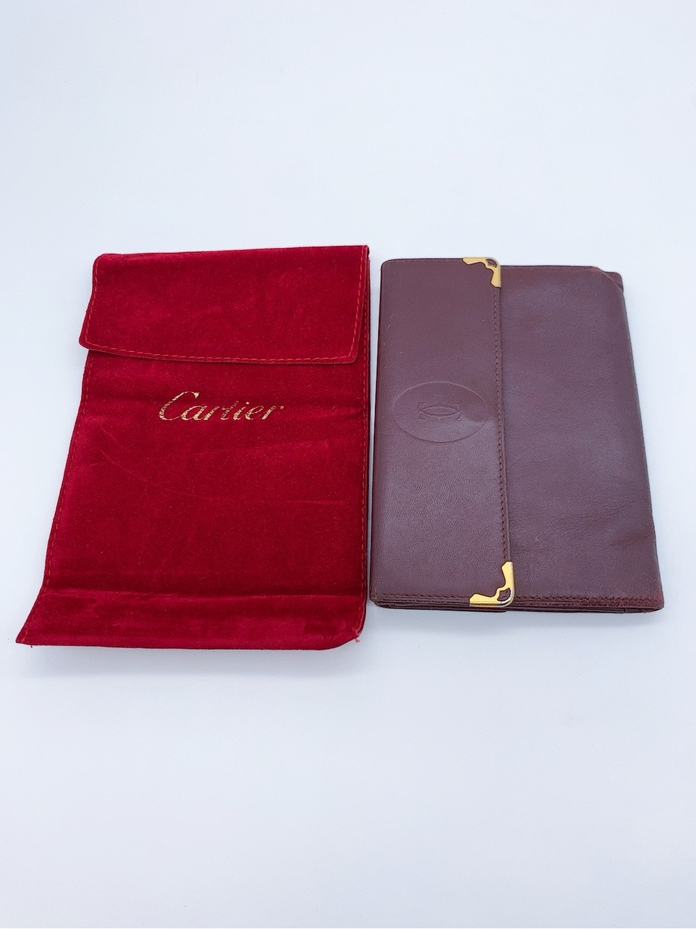 Vintage Cartier Paris Burgundy Smooth Leather Wallet